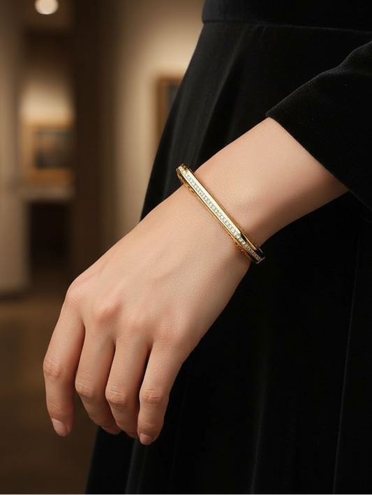 Gold Pavé Crystal Bangle