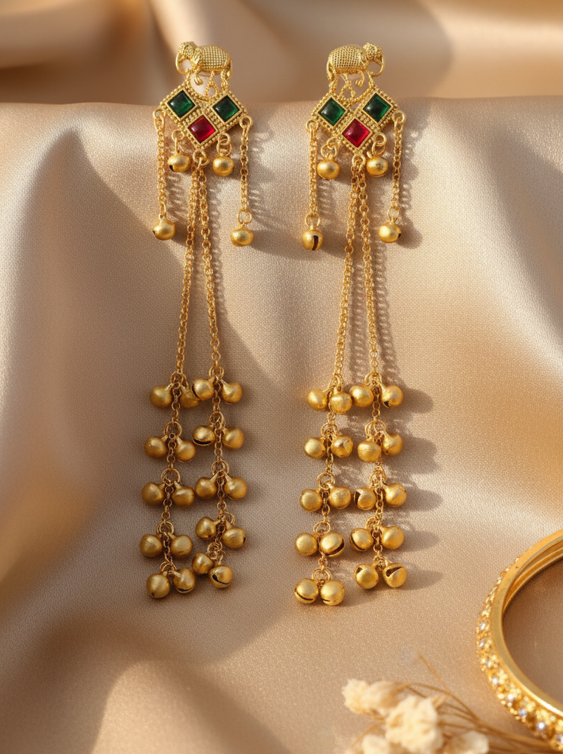 Royal Elephant Kan Chain Earrings